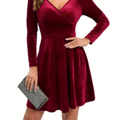Surplice Neck Long Sleeve Mini Party Dress
