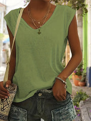 Summer Women's Solid V Neck Tank Top