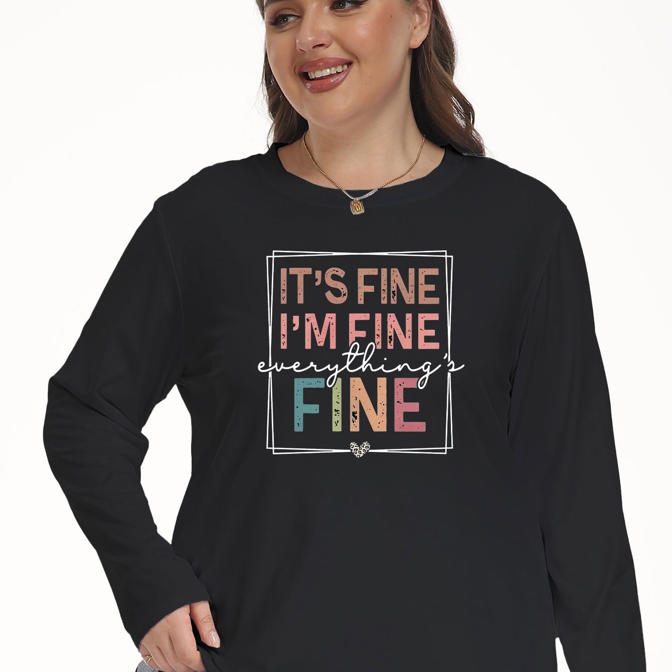 Lounge Top Women's Plus Long Sleeve Crew Neck Tee