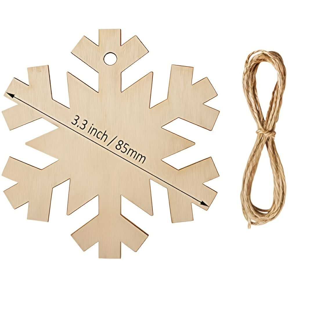 25pcs Unfinished Wooden Christmas Ornament Paintable Blank Xmas Tree Hanging