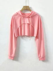 Casual Sports Solid Hoodie For Women