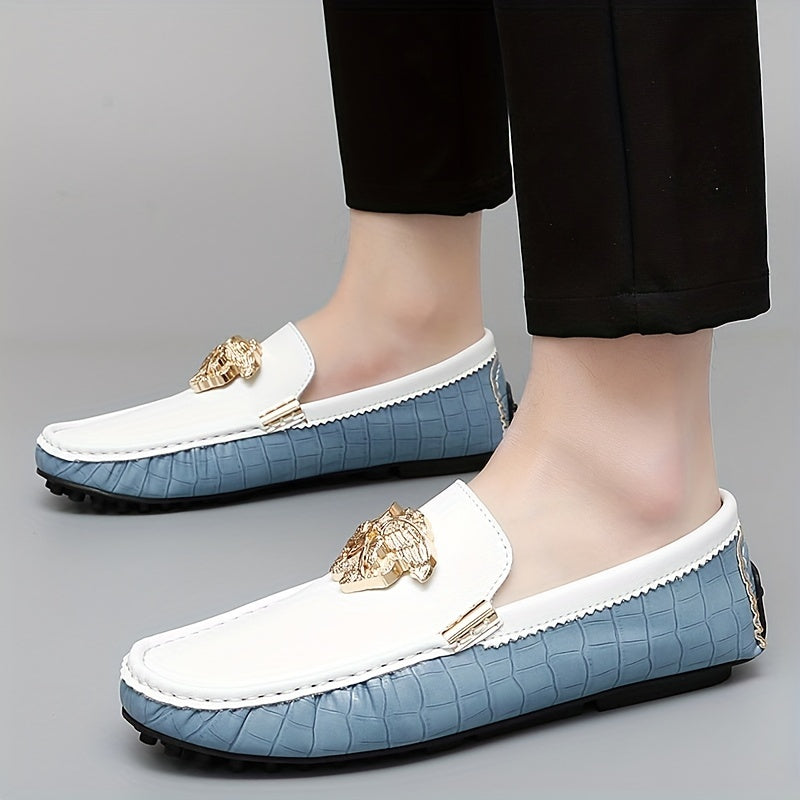 Men's Plaid Slip On Loafers Smart Casual Dress Shoes