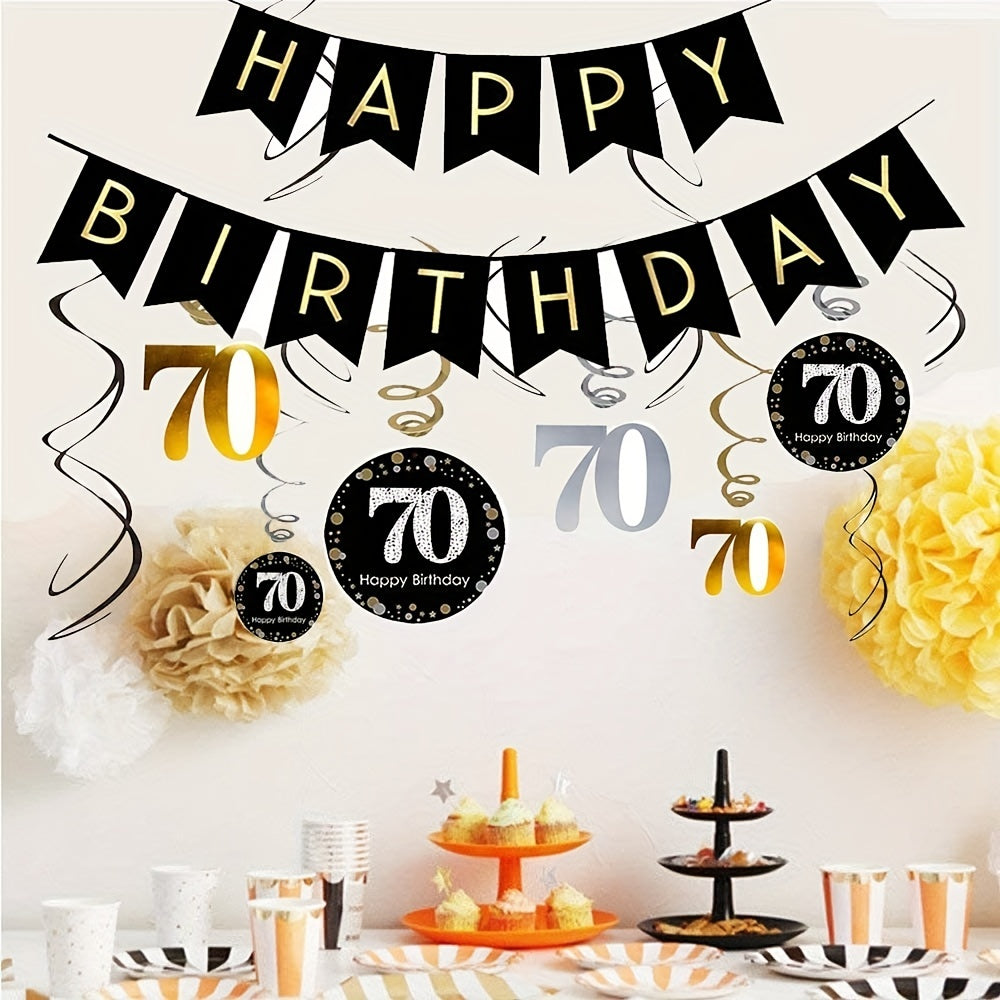 70th Birthday Spiral Ornament Golden