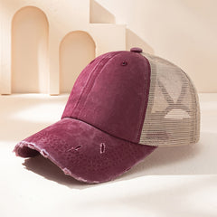 Ponytail Distressed Baseball Cap Vintage Dad Hat