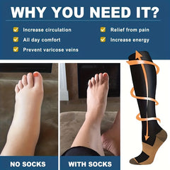 7 Pairs Copper Compression Socks Men Women Improve Circulation Boost Performance