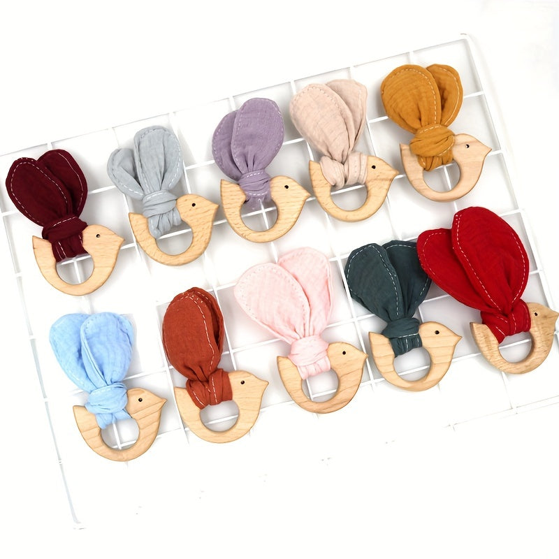 Baby Bird Rattle Crack Nursing Toy Beech Wood Teether