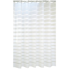 Waterproof Stripe Shower Curtain with 12 Hooks