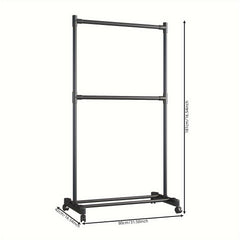 Single Pole Coat Rack With Pulley 2 Layers Clothes Ra...