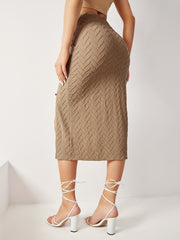 Texturded Split Skirt Elastic Waist for Women's Summer Wear