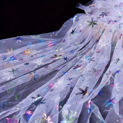 Christmas Snowflake Sheer Tulle Fabric Yard DIY Winter Wonderland Party
