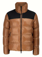 Men's Padded Stand Collar Coat Warm Casual Windproof Jacket