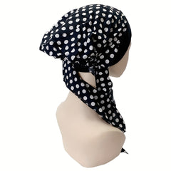 Polka Dot Rose Print Turban Head Wraps Chemo Cap Soft Ramadan Head Scarf
