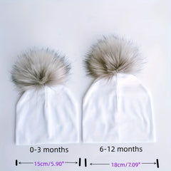 Faux Fur Pom Pom Baby Hat for Newborn Photos