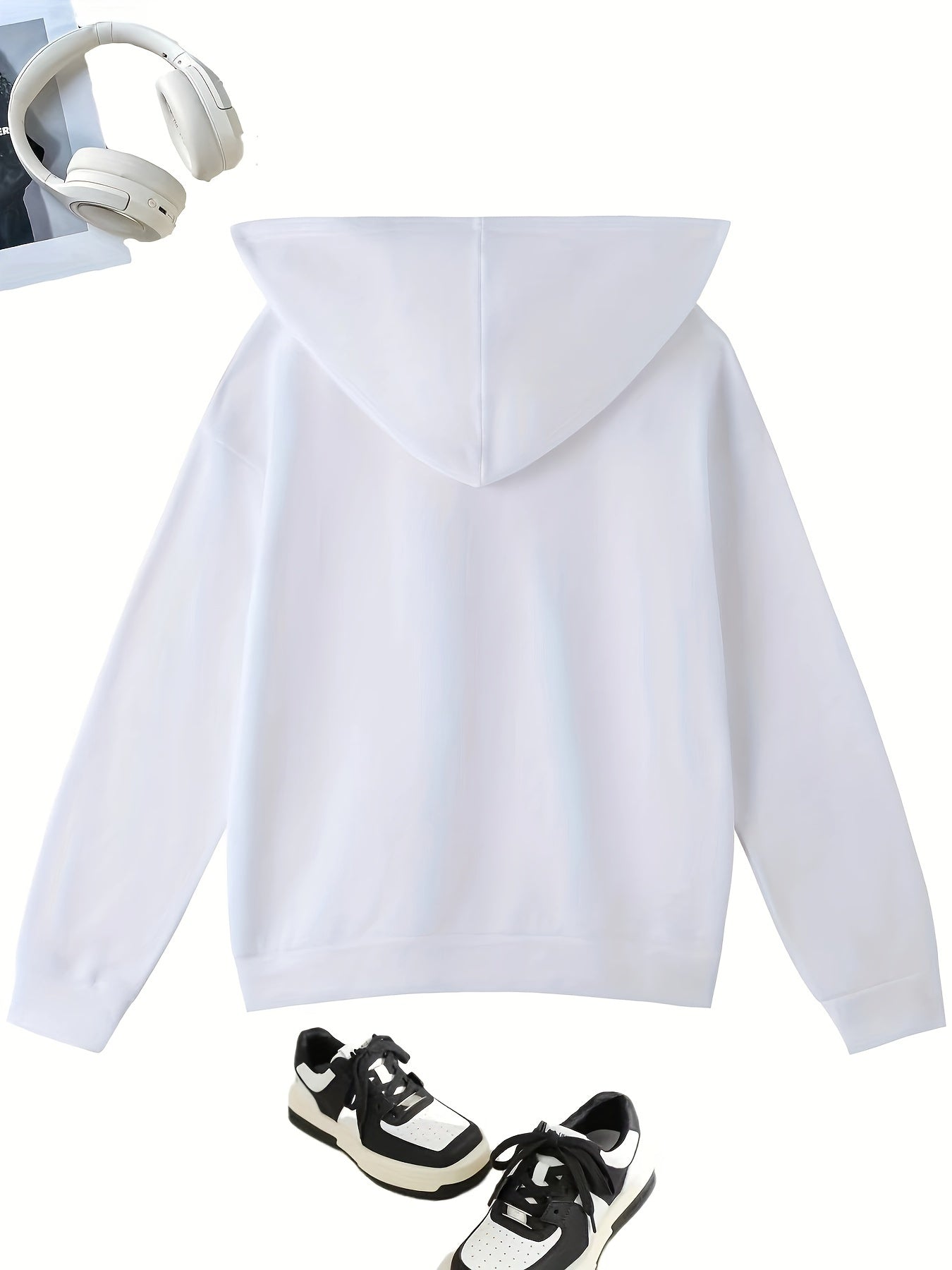 Women's Plus Ghost & Letter Print Lace Long Sleeve Hoodie