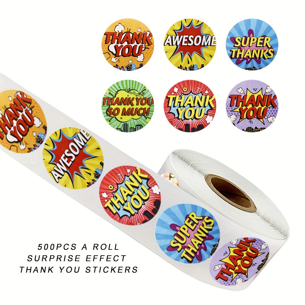 500pcs Children Thank You Stickers Set - School Awards & Party Supplies
