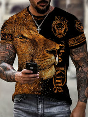 Lion 3d Print Men's Short Sleeve T-shirt Graphic Tee Men's Summer Clothes