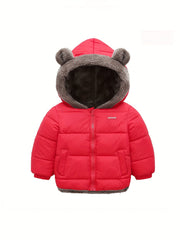 Boys Winter Hooded Coat With Fur Lining Cotton Padded Light Warm Jacket