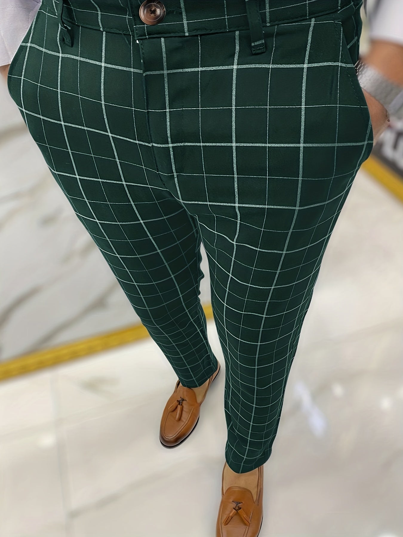 Men's Plaid Striped Slim Fit Trousers