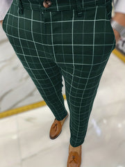 Men's Plaid Striped Slim Fit Trousers