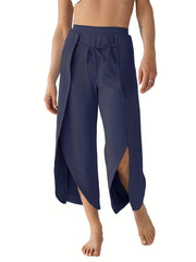 Women's High Waist Side Split Yoga Pants with Tie