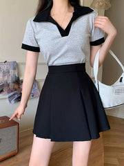 Pleated Skirt Above Knee Casual Wear for Spring & Summer