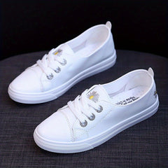 Women's Floral Sneakers Low Lace Up Round Toe Comfy Soft Sole Shoes