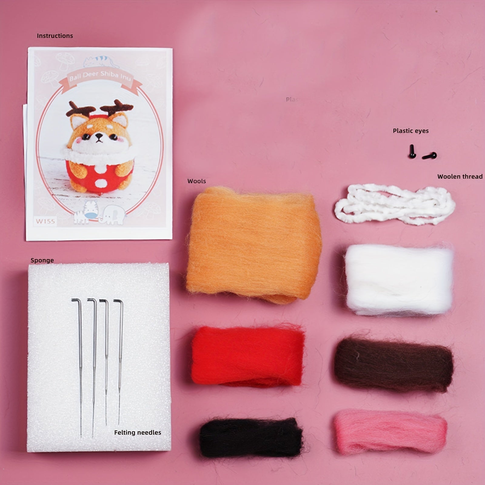 Needle Felting Kit for Beginners - Deer Shiba DIY Craft Material