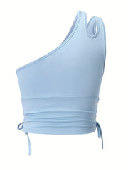 Y2K One Shoulder Drawstring Tank Top
