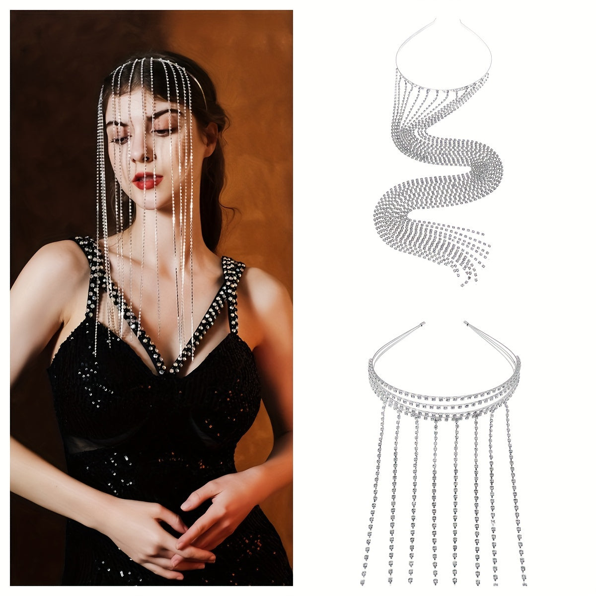 Rhinestone Head Piece Tassel Hair Band Head Hoop Hair Accessories
