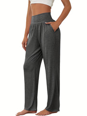 3 Pack Plus Size Sports Pants High Rise Wide Leg Trousers With Pockets