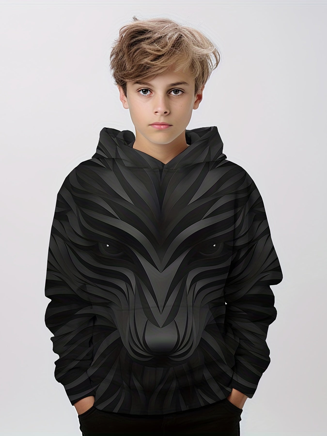 Animal 3D Print Boys Hooded Sweatshirt for Spring Fall Kids