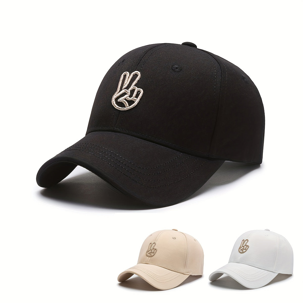 Adjustable Victory & Peace Gesture Embroidered Baseball Cap