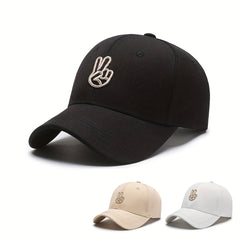 Adjustable Victory & Peace Gesture Embroidered Baseball Cap