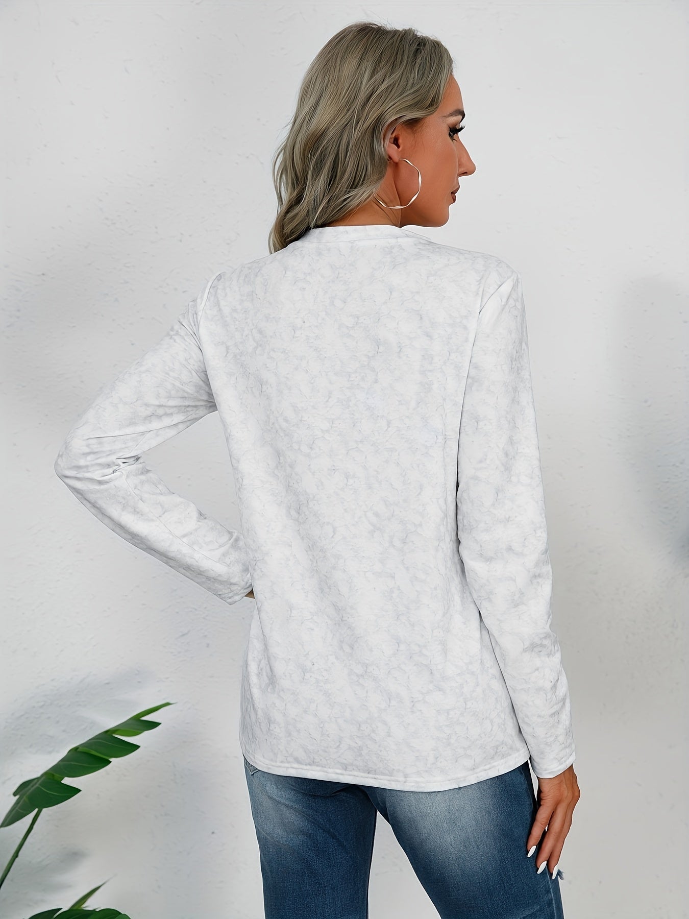 Cat Print Crew Neck Sweatshirt for Women