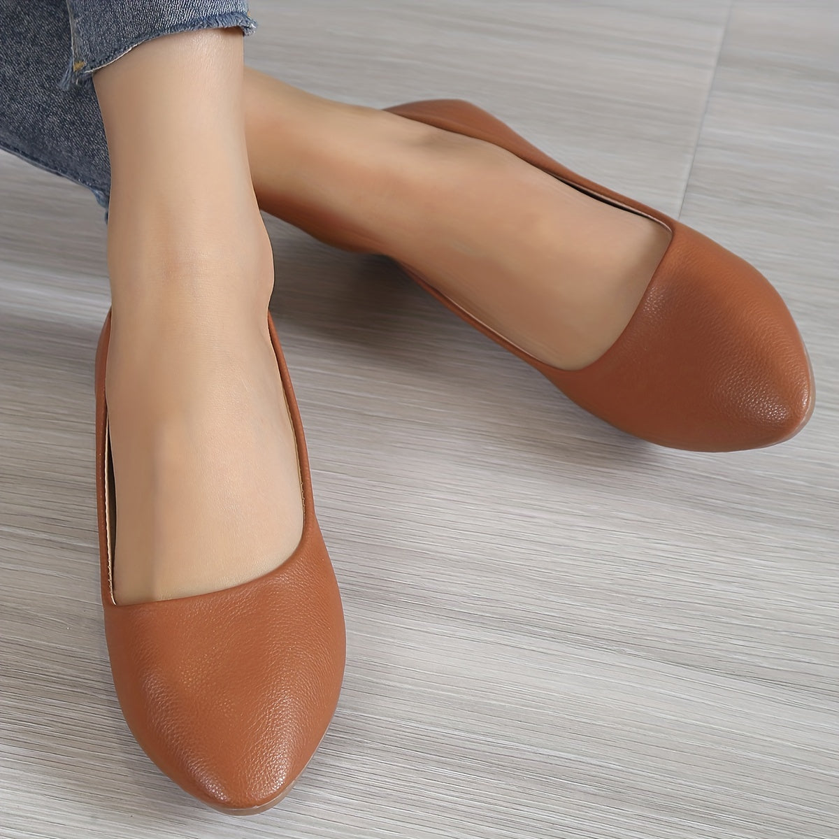 Women's Flat Slip On Faux Leather Shoes Lightweight & Comfortable Shoes