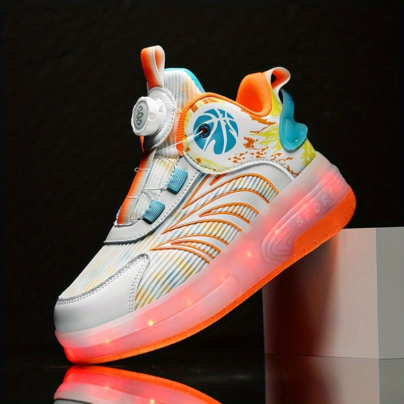 Boy's High Top Roller Skates LED Light Up Shoes