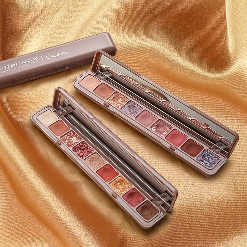 9-Color Waterproof Eyeshadow Palette with Shimmer Pearly Matte Glitter Textures