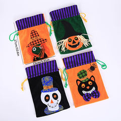 4pcs Halloween Candy Bags Drawstring Bags for Party Decoration