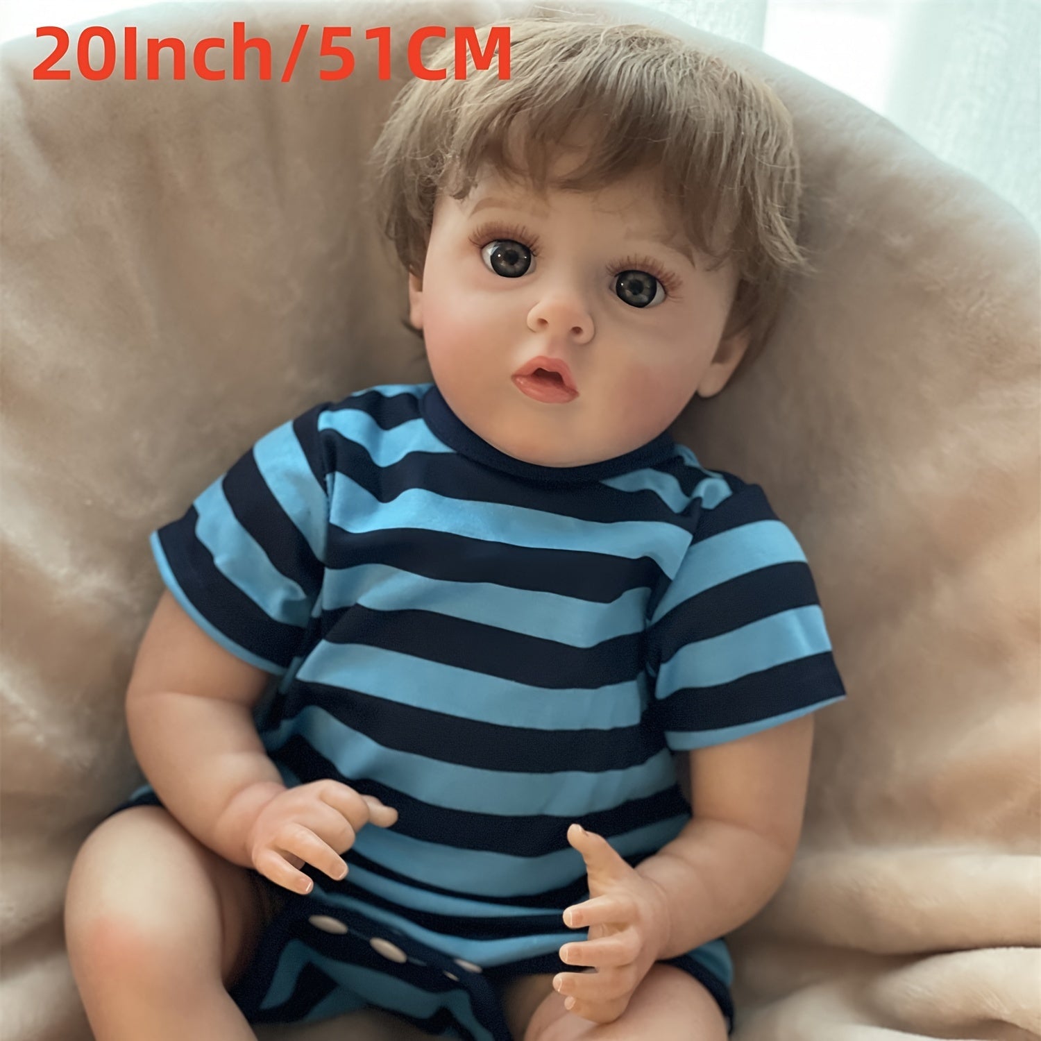 Realistic Open Eyes Reborn Doll Soft Body Rooted Hair 3D Painted Skin