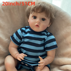 Realistic Open Eyes Reborn Doll Soft Body Rooted Hair 3D Painted Skin