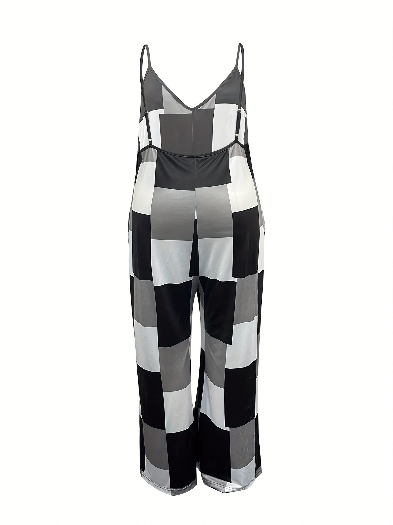 Colorblock Print V Neck Cami Jumpsuit