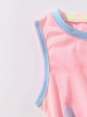Girls Tie Dye Sleeveless Dress with Drawstring