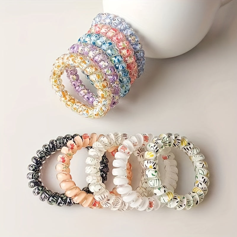 Telephone Wire Floral Hair Tie Elastic Rubber Band Head Rope