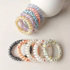 Telephone Wire Floral Hair Tie Elastic Rubber Band Head Rope