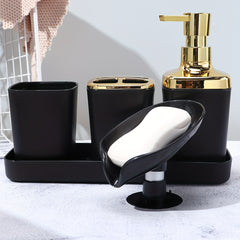 5pcs Bathroom Accessory Set: Lotion Dispenser, Soap Dish, Toothbrush Holder, Cup