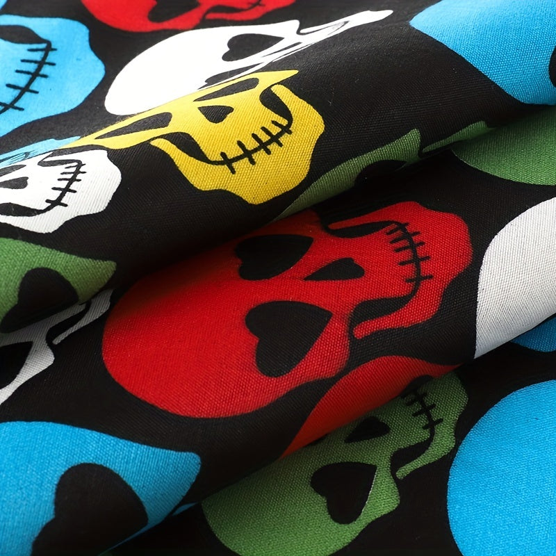 Colorful Skull Print Men's Square Scarf