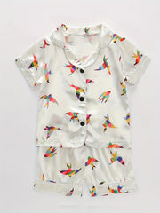Boys Tree Print Pajamas Set Short Sleeves Tops & Bottoms