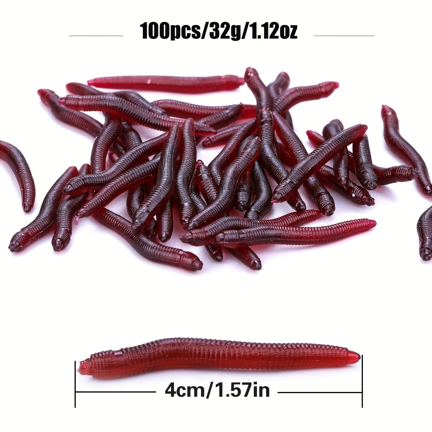 100pcs Earthworm Soft Bait for Fishing Red Maggot Lure with Fishy Smell