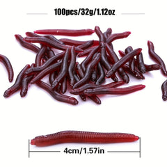 100pcs Earthworm Soft Bait for Fishing Red Maggot Lure with Fishy Smell