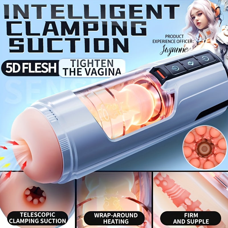 Telescopic Masturbation Cup for Men, Warming Adult Male Masturbator Sex Toy